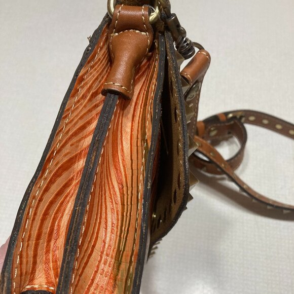 NWT Patricia Nash Hermosa Leather Crossbody in Wavy Stripes and Studs - Picture 6 of 12